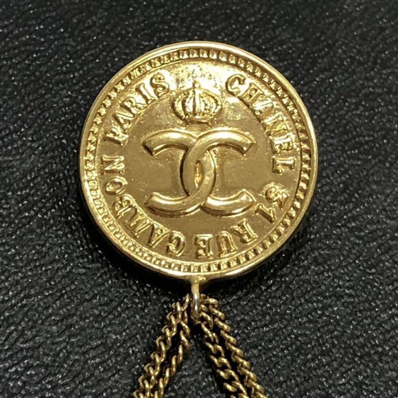 CHANEL CC Logo Quilted Bag Motif Brooch Gold Tone 93A Pin Auth w/Box D-j1151 - Picture 15 of 16